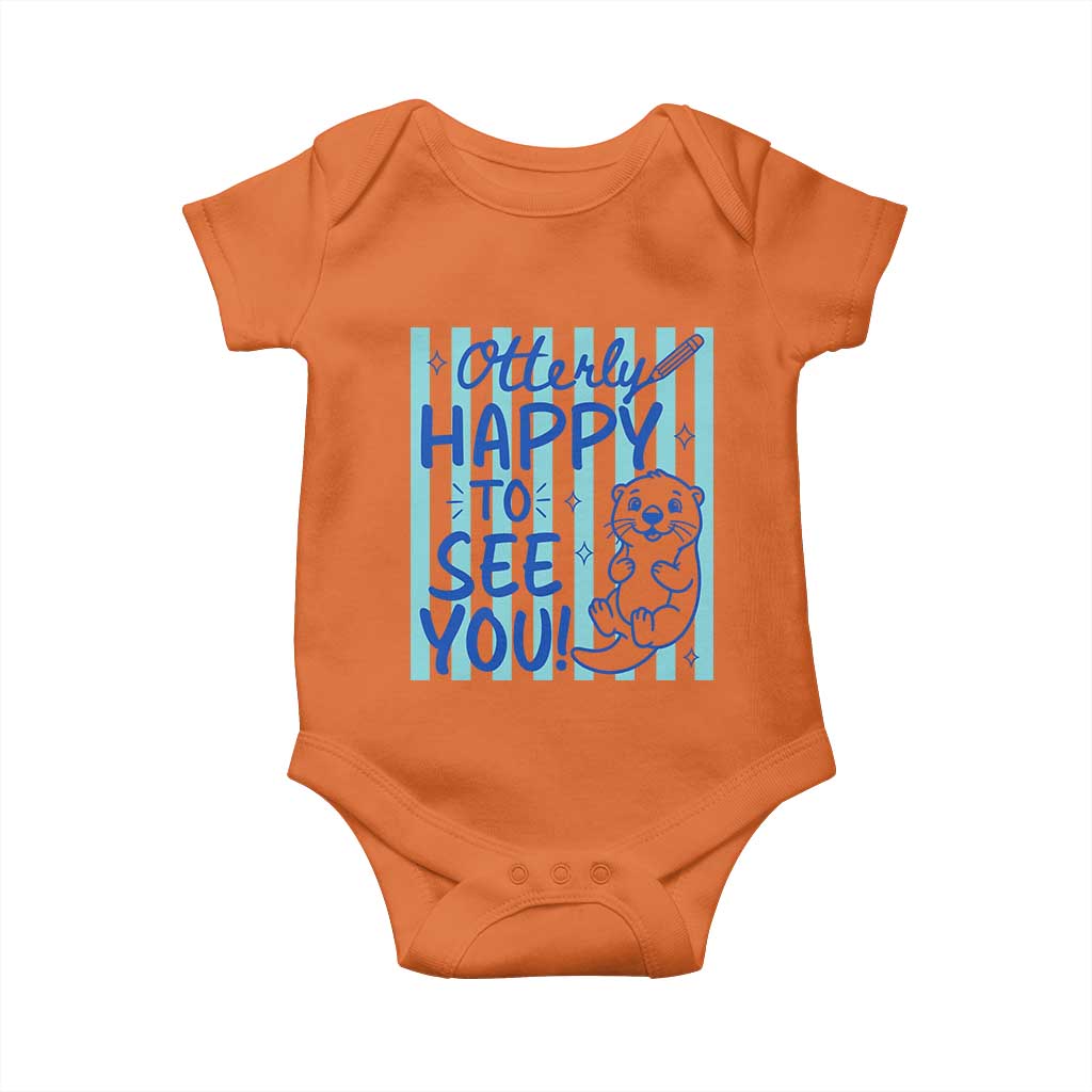 Cute Otter Pun Back To School Retro Preppy Baby Onesie Otterly Happy To See You