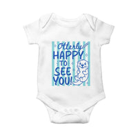 Cute Otter Pun Back To School Retro Preppy Baby Onesie Otterly Happy To See You