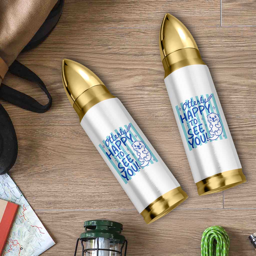 Cute Otter Pun Back To School Retro Preppy Bullet Tumbler Otterly Happy To See You