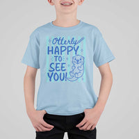 Cute Otter Pun Back To School Retro Preppy T Shirt For Kid Otterly Happy To See You
