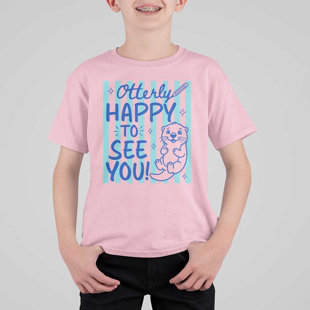 Cute Otter Pun Back To School Retro Preppy T Shirt For Kid Otterly Happy To See You