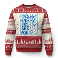 Cute Otter Pun Back To School Retro Preppy Ugly Christmas Sweater Otterly Happy To See You
