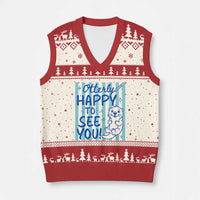 Cute Otter Pun Back To School Retro Preppy V-Neck Knit Sweater Vest Otterly Happy To See You