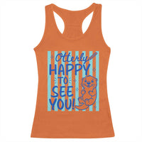 Cute Otter Pun Back To School Retro Preppy Racerback Tank Top Otterly Happy To See You