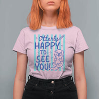 Cute Otter Pun Back To School Retro Preppy T Shirt For Women Otterly Happy To See You