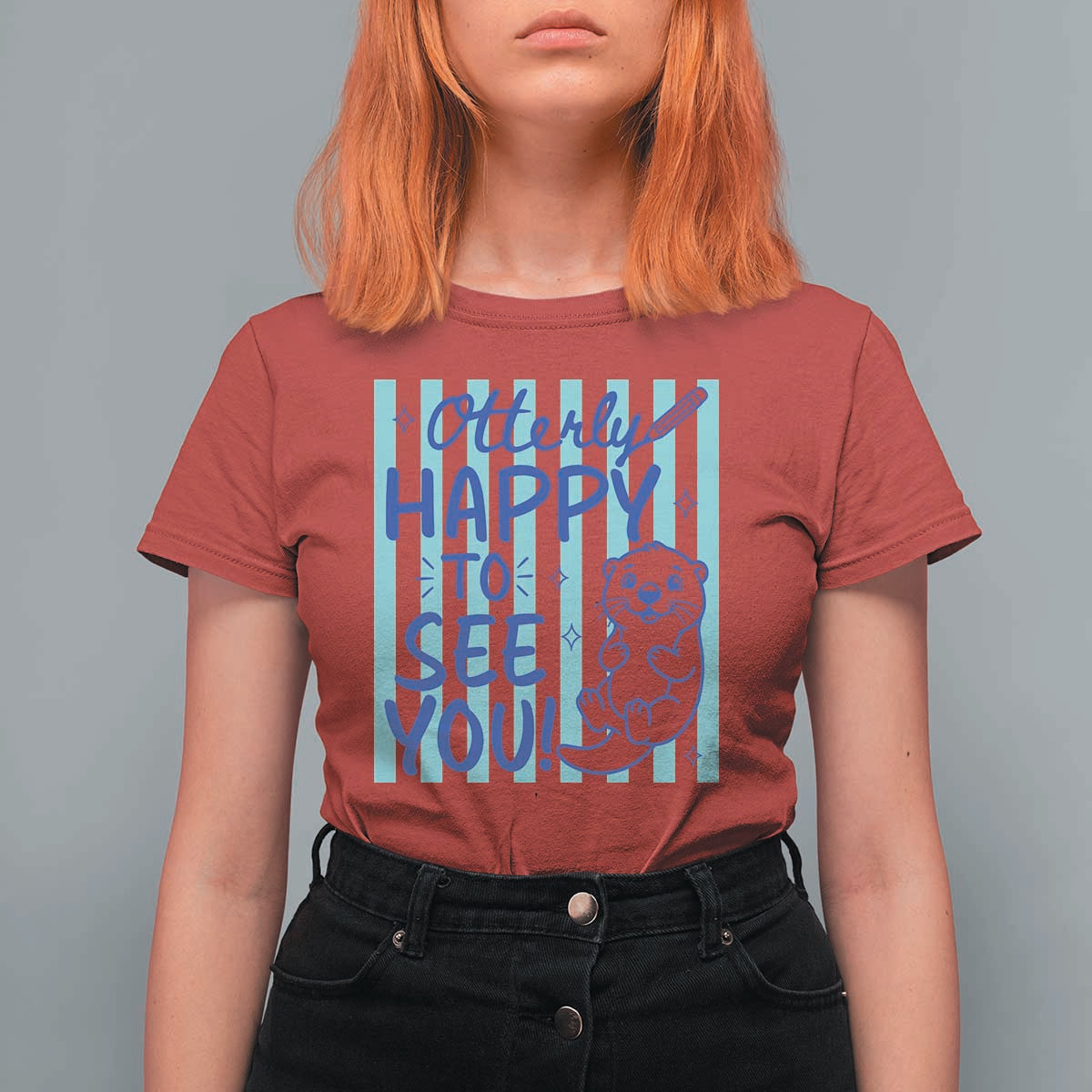 Cute Otter Pun Back To School Retro Preppy T Shirt For Women Otterly Happy To See You