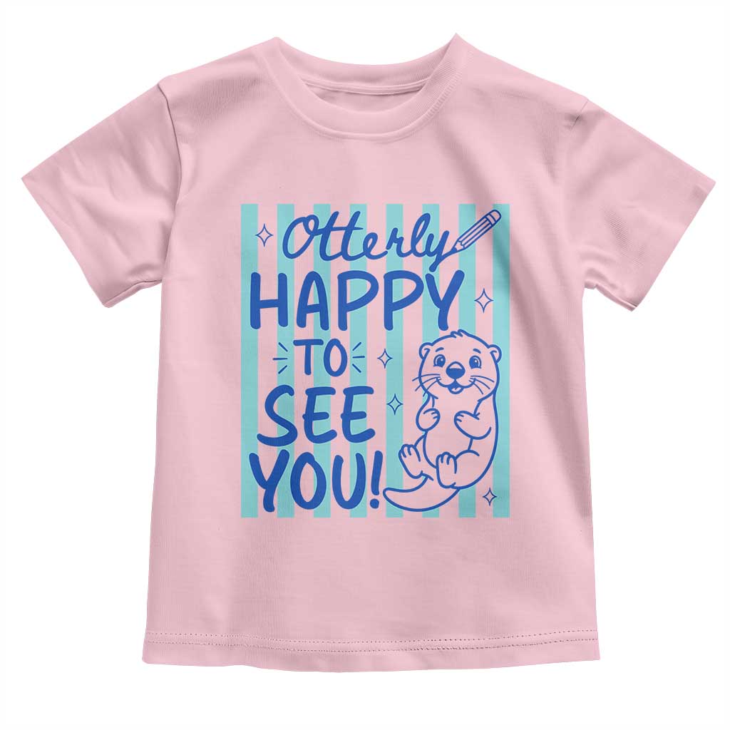 Cute Otter Pun Back To School Retro Preppy Toddler T Shirt Otterly Happy To See You