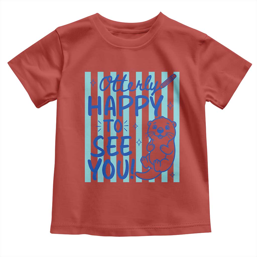 Cute Otter Pun Back To School Retro Preppy Toddler T Shirt Otterly Happy To See You