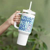 Cute Otter Pun Back To School Retro Preppy Tumbler With Handle Otterly Happy To See You