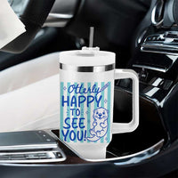Cute Otter Pun Back To School Retro Preppy Tumbler With Handle Otterly Happy To See You