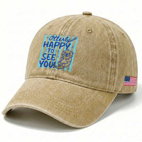 Cute Otter Pun Back To School Retro Preppy Washed Cotton Baseball Cap Otterly Happy To See You