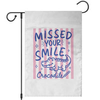 Cute Crocodile Pun Back To School Retro Preppy Garden Flag Missed Your Smile Crocodile