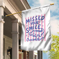Cute Crocodile Pun Back To School Retro Preppy Garden Flag Missed Your Smile Crocodile