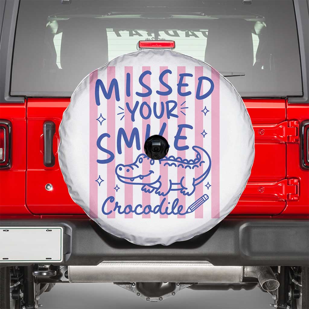Cute Crocodile Pun Back To School Retro Preppy Spare Tire Cover Missed Your Smile Crocodile