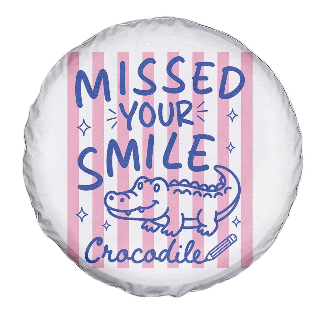 Cute Crocodile Pun Back To School Retro Preppy Spare Tire Cover Missed Your Smile Crocodile
