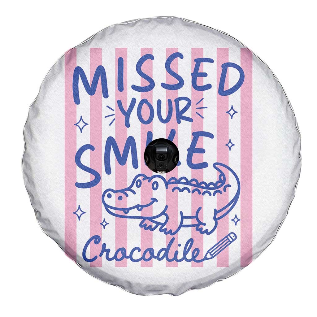 Cute Crocodile Pun Back To School Retro Preppy Spare Tire Cover Missed Your Smile Crocodile