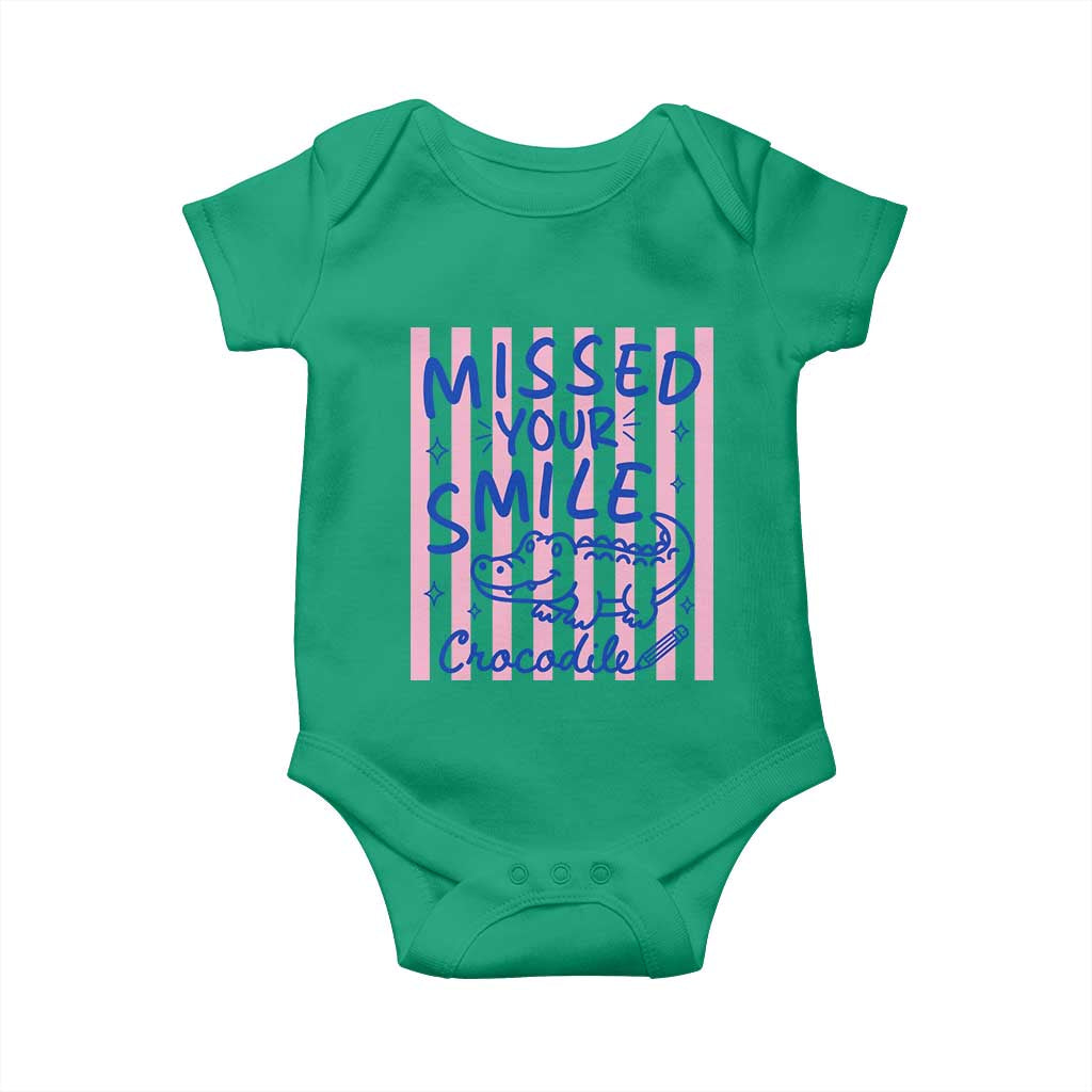 Cute Crocodile Pun Back To School Retro Preppy Baby Onesie Missed Your Smile Crocodile