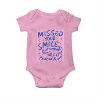 Cute Crocodile Pun Back To School Retro Preppy Baby Onesie Missed Your Smile Crocodile