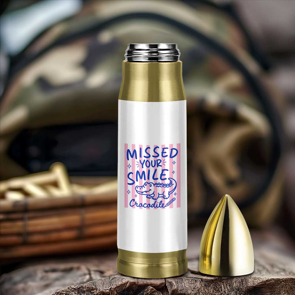 Cute Crocodile Pun Back To School Retro Preppy Bullet Tumbler Missed Your Smile Crocodile