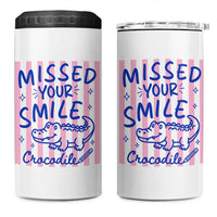 Cute Crocodile Pun Back To School Retro Preppy 4 in 1 Can Cooler Tumbler Missed Your Smile Crocodile