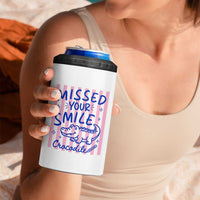 Cute Crocodile Pun Back To School Retro Preppy 4 in 1 Can Cooler Tumbler Missed Your Smile Crocodile