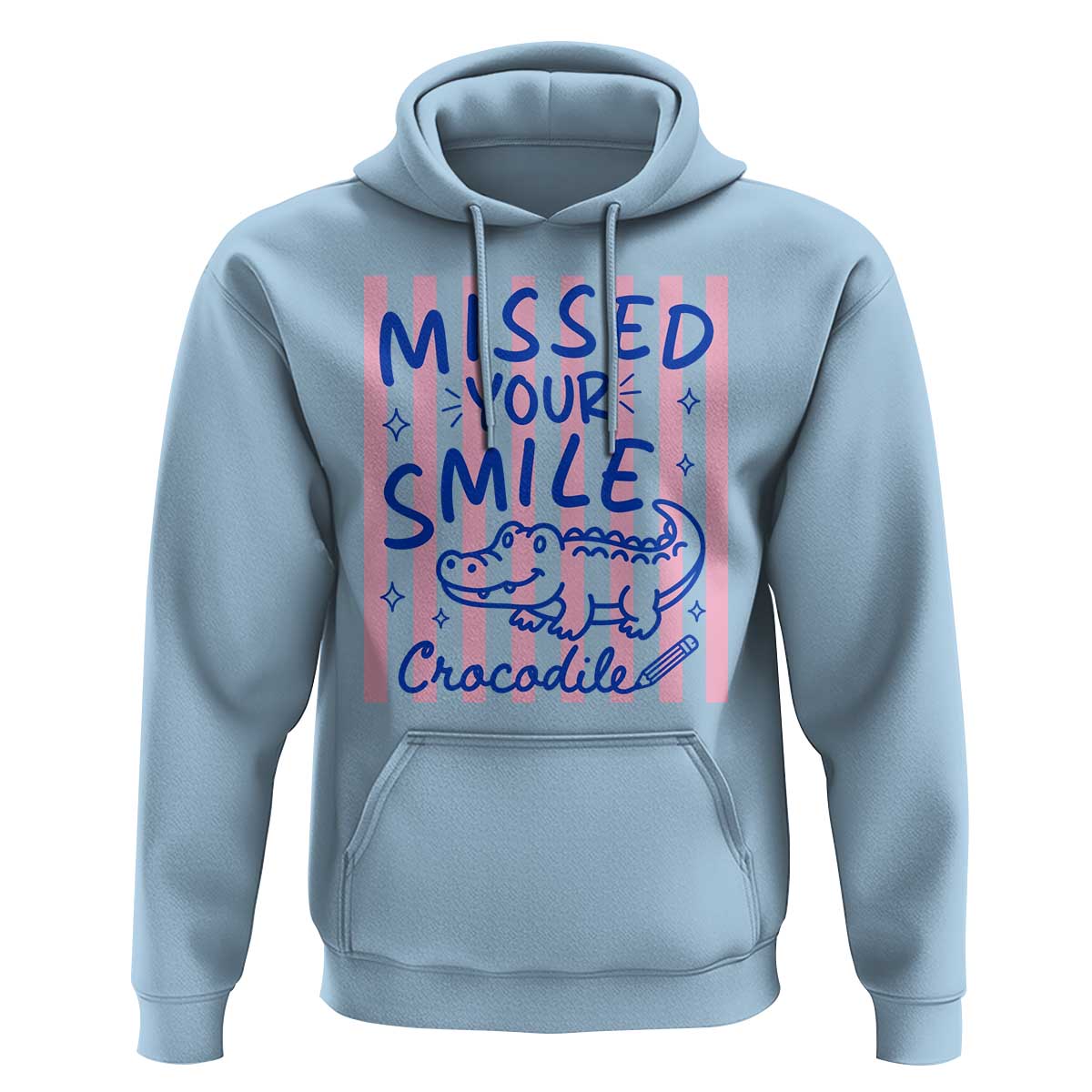 Cute Crocodile Pun Back To School Retro Preppy Hoodie Missed Your Smile Crocodile