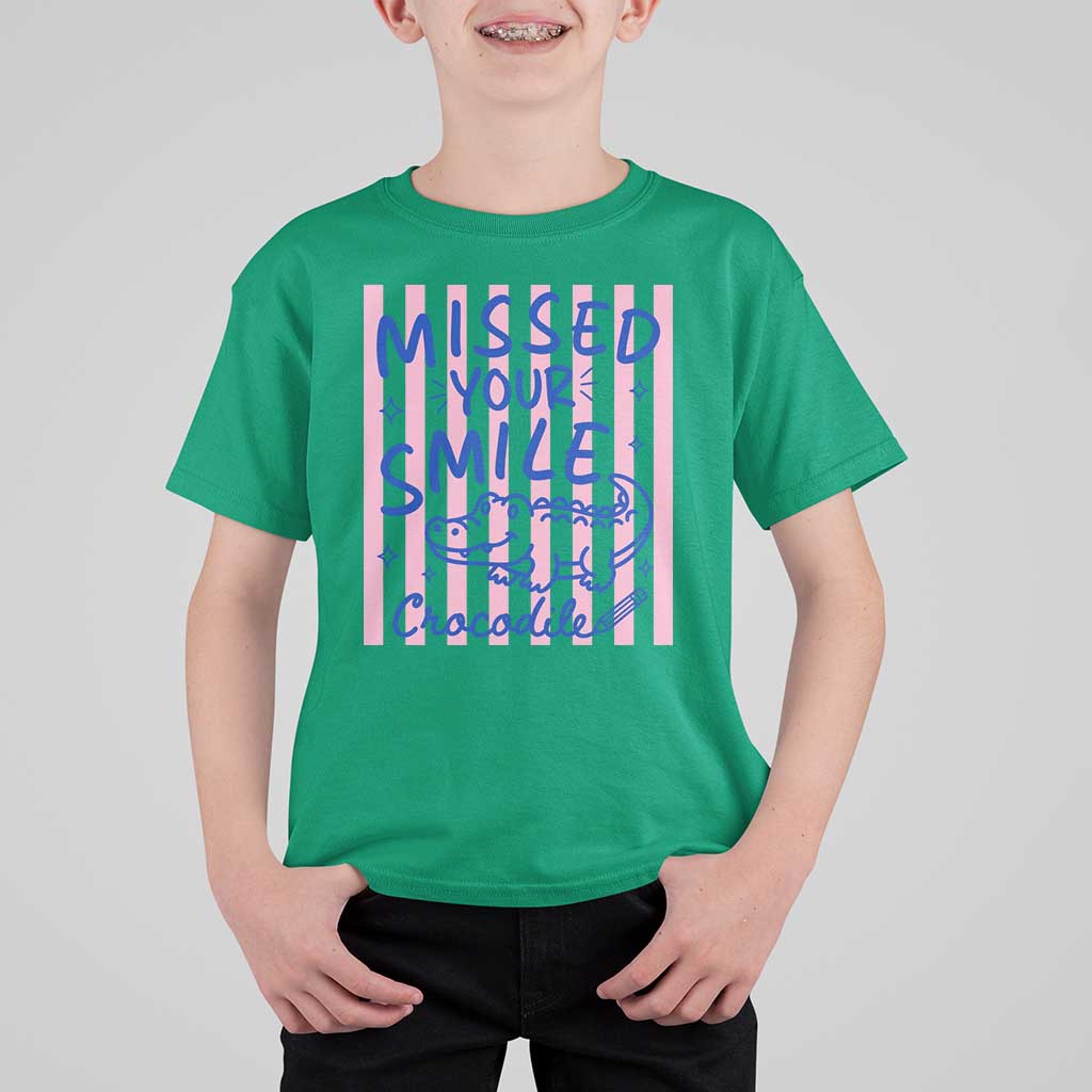Cute Crocodile Pun Back To School Retro Preppy T Shirt For Kid Missed Your Smile Crocodile