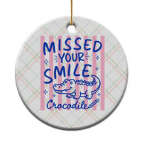Cute Crocodile Pun Back To School Retro Preppy Ceramic Ornament Missed Your Smile Crocodile