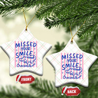 Cute Crocodile Pun Back To School Retro Preppy Ceramic Ornament Missed Your Smile Crocodile