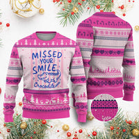 Cute Crocodile Pun Back To School Retro Preppy Ugly Christmas Sweater Missed Your Smile Crocodile
