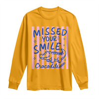 Cute Crocodile Pun Back To School Retro Preppy Long Sleeve Shirt Missed Your Smile Crocodile