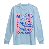 Cute Crocodile Pun Back To School Retro Preppy Long Sleeve Shirt Missed Your Smile Crocodile