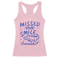 Cute Crocodile Pun Back To School Retro Preppy Racerback Tank Top Missed Your Smile Crocodile