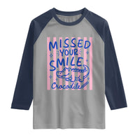 Cute Crocodile Pun Back To School Retro Preppy Raglan Shirt Missed Your Smile Crocodile