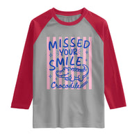 Cute Crocodile Pun Back To School Retro Preppy Raglan Shirt Missed Your Smile Crocodile