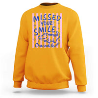 Cute Crocodile Pun Back To School Retro Preppy Sweatshirt Missed Your Smile Crocodile