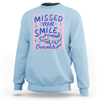 Cute Crocodile Pun Back To School Retro Preppy Sweatshirt Missed Your Smile Crocodile