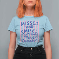 Cute Crocodile Pun Back To School Retro Preppy T Shirt For Women Missed Your Smile Crocodile