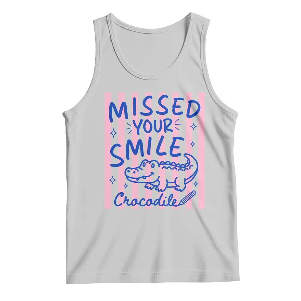 Cute Crocodile Pun Back To School Retro Preppy Tank Top Missed Your Smile Crocodile