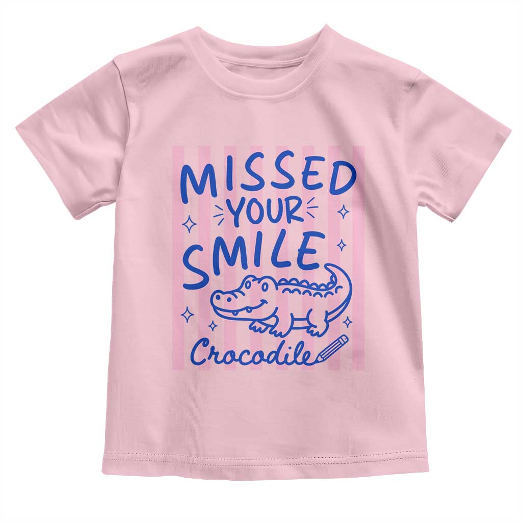 Cute Crocodile Pun Back To School Retro Preppy Toddler T Shirt Missed Your Smile Crocodile
