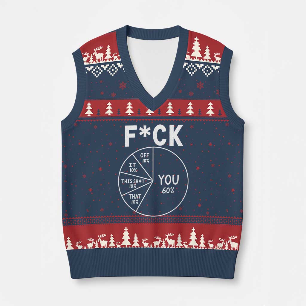 Funny Fuck Profanity Pie Chart You Off It This Shit That V-Neck Knit Sweater Vest Sarcastic Anti Social Office Humor