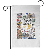 I Survived My Trip To NYC Iconic Symbols Graphic Garden Flag Funny New York City Travel Humor Vacation Souvernir