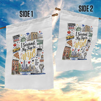 I Survived My Trip To NYC Iconic Symbols Graphic Garden Flag Funny New York City Travel Humor Vacation Souvernir