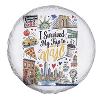 I Survived My Trip To NYC Iconic Symbols Graphic Spare Tire Cover Funny New York City Travel Humor Vacation Souvernir
