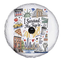 I Survived My Trip To NYC Iconic Symbols Graphic Spare Tire Cover Funny New York City Travel Humor Vacation Souvernir