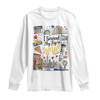 I Survived My Trip To NYC Iconic Symbols Graphic Long Sleeve Shirt Funny New York City Travel Humor Vacation Souvernir