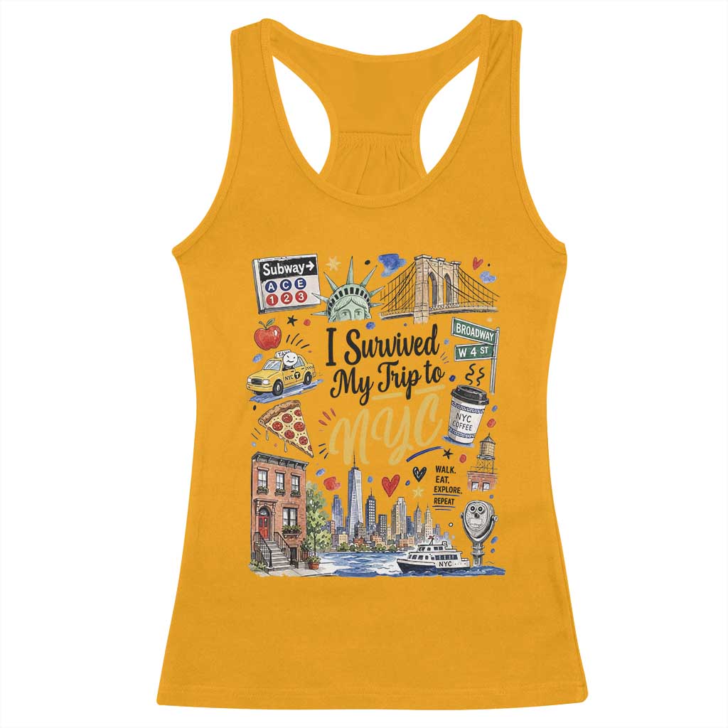 I Survived My Trip To NYC Iconic Symbols Graphic Racerback Tank Top Funny New York City Travel Humor Vacation Souvernir