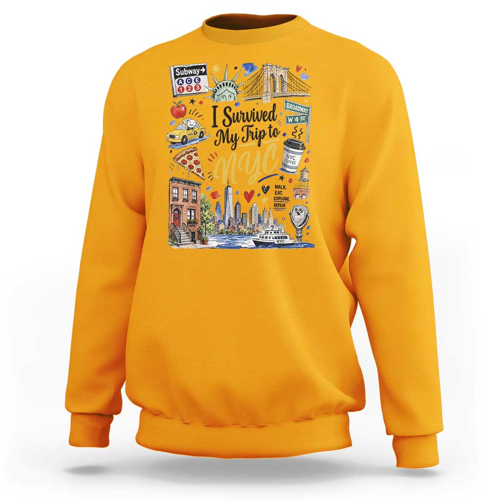 I Survived My Trip To NYC Iconic Symbols Graphic Sweatshirt Funny New York City Travel Humor Vacation Souvernir