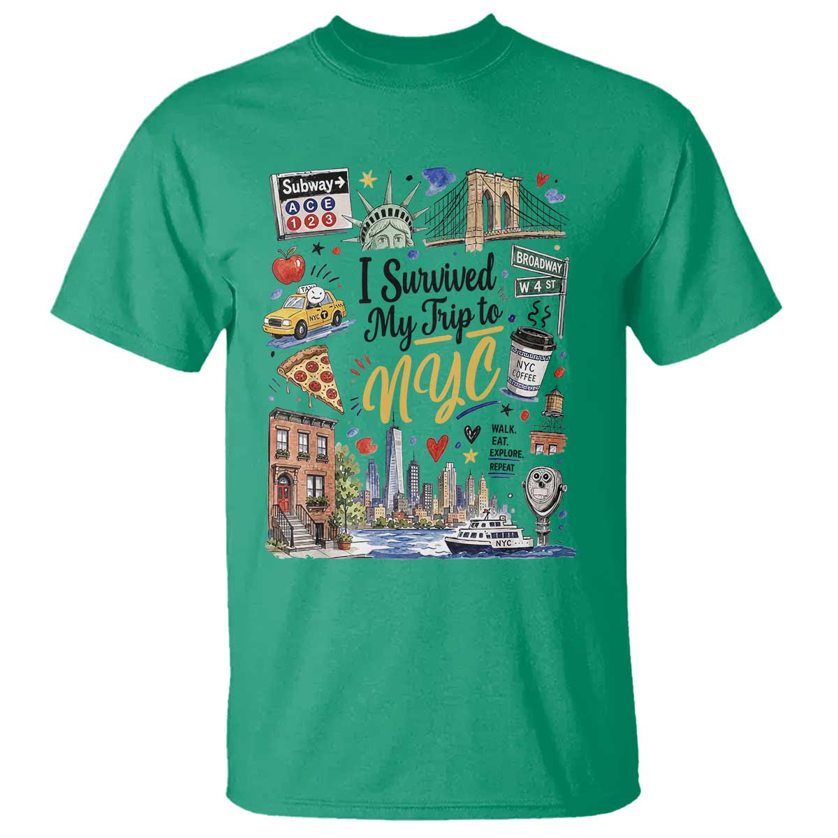 I Survived My Trip To NYC Iconic Symbols Graphic T Shirt Funny New York City Travel Humor Vacation Souvernir