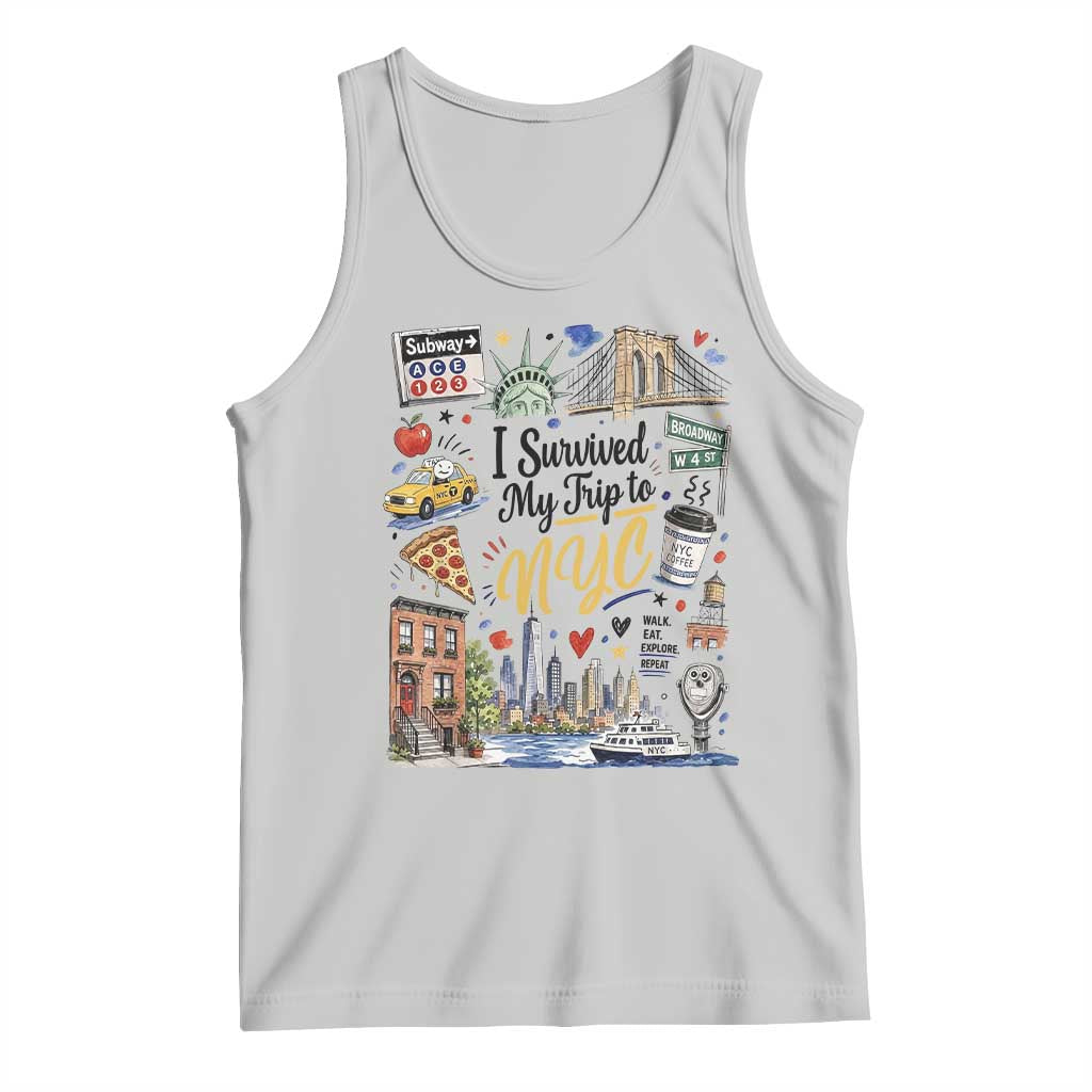 I Survived My Trip To NYC Iconic Symbols Graphic Tank Top Funny New York City Travel Humor Vacation Souvernir